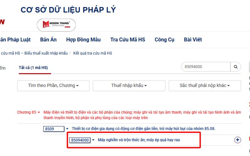 Mã HS máy xay thịt – Tra cứu và thuế suất nhập khẩu