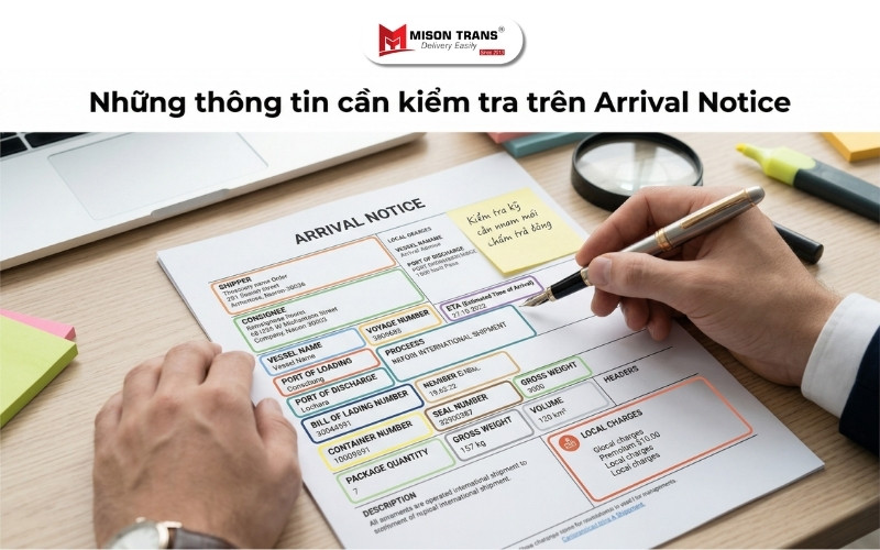 Những thông tin cần kiểm tra trên Arrival Notice