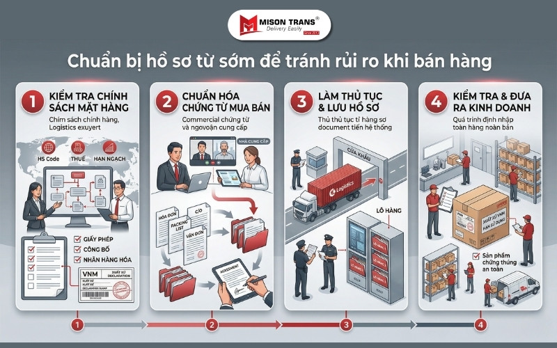 Quy trình chuẩn bị hồ sơ từ giai đoạn nhập khẩu để kinh doanh hàng hóa an toàn