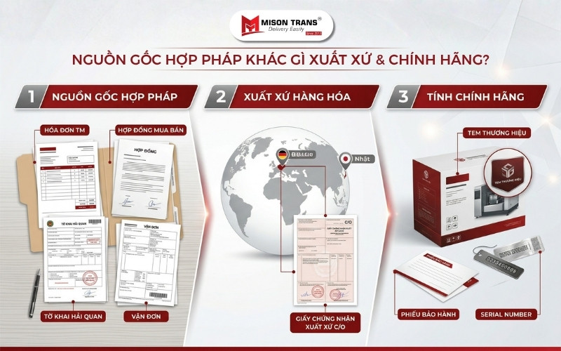 Phân biệt nguồn gốc hợp pháp, xuất xứ hàng hóa và tính chính hãng của hàng nhập khẩu